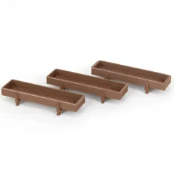 1/64 Pack of 3 Dark Wood Feed Bunks, 3D Printed
