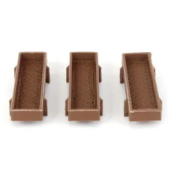 1/64 Pack of 3 Dark Wood Feed Bunks, 3D Printed