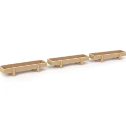 1/64 Pack of 3 Light Wood Feed Bunks, 3D Printed