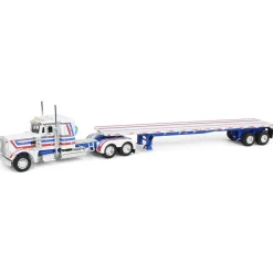 1/64 Peterbilt 359 with 48ft Utility Flatbed Trailer, USA Bicentennial Patriot, DCP by First Gear