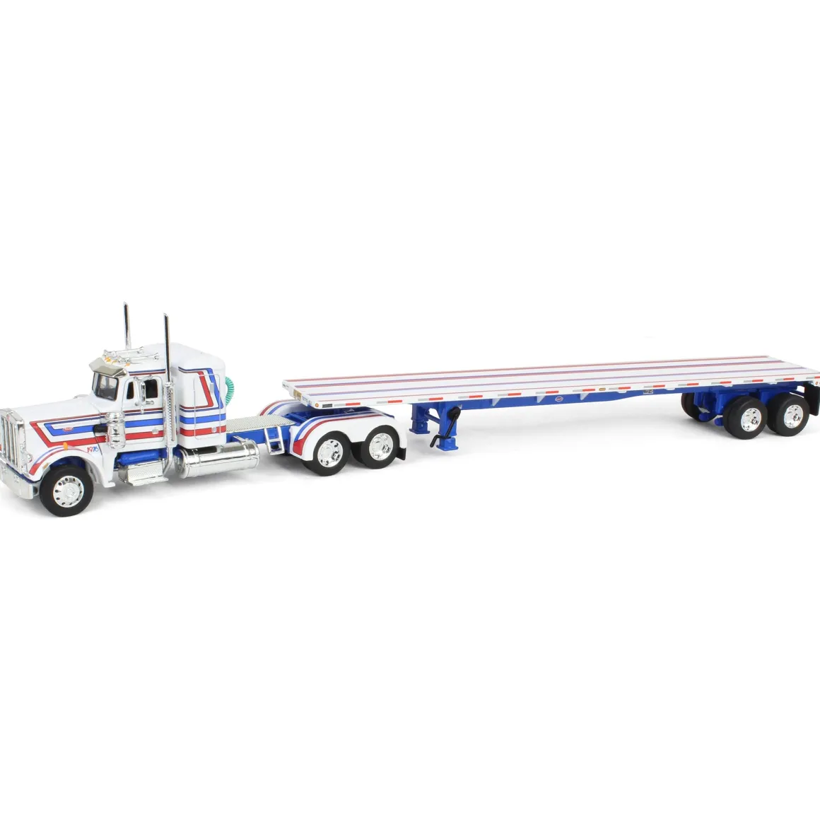 1/64 Peterbilt 359 with 48ft Utility Flatbed Trailer, USA Bicentennial Patriot, DCP by First Gear