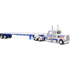 1/64 Peterbilt 359 with 48ft Utility Flatbed Trailer, USA Bicentennial Patriot, DCP by First Gear