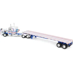 1/64 Peterbilt 359 with 48ft Utility Flatbed Trailer, USA Bicentennial Patriot, DCP by First Gear