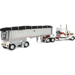 1/64 Peterbilt 389 with MAC Coal End Dump Trailer, White/Red/Gold, DCP by First Gear