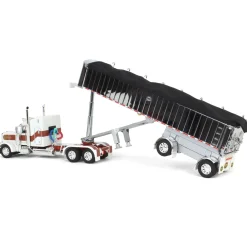 1/64 Peterbilt 389 with MAC Coal End Dump Trailer, White/Red/Gold, DCP by First Gear