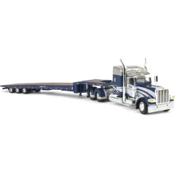 1/64 Peterbilt 389 with Talbert 5553T Traveling Axle Trailer, Blue/Silver, DCP by First Gear