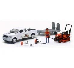1/18 Pickup Truck and Trailer w/ Kubota Mower, Figure & Accessories by New Ray