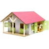 1/24 Pink, White & Green Wooden Horse Stable w/ 2 Box Stalls & Workshop by Kids Globe
