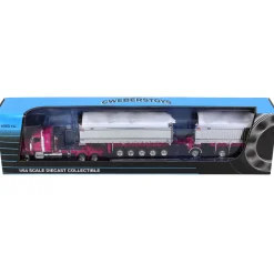 1/64 Pink/Chrome Kenworth T800 w/ Chrome East Genesis II End Dump Trailers, DCP by First Gear