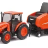 1/18 Plastic Kubota M5-111 Tractor with Hay Baler and Sounds