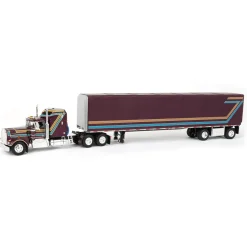 1/64 Plum Kenworth W900A with Aerodyne Sleeper & 53ft Utility Roll Tarp Trailer, DCP by First Gear