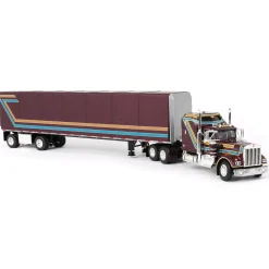 1/64 Plum Kenworth W900A with Aerodyne Sleeper & 53ft Utility Roll Tarp Trailer, DCP by First Gear