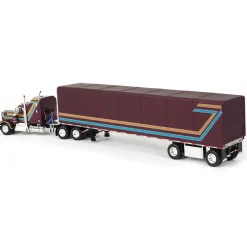 1/64 Plum Kenworth W900A with Aerodyne Sleeper & 53ft Utility Roll Tarp Trailer, DCP by First Gear