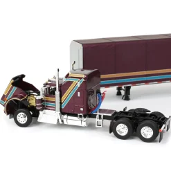 1/64 Plum Kenworth W900A with Aerodyne Sleeper & 53ft Utility Roll Tarp Trailer, DCP by First Gear