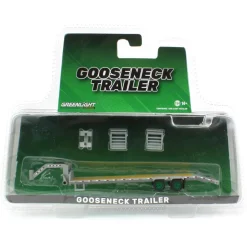 1/64 Primer Gray Gooseneck Trailer with Red & White Conspicuity Stripes - Green Machine