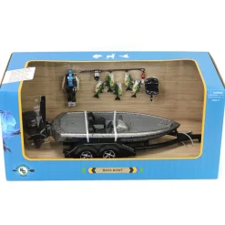 1/20 Professional Bass Boat with Angler, Fish, Fishing Pole, and Boat Trailer by Big Country Toys