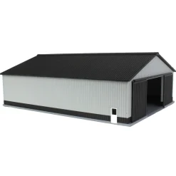 1/64 "The Professional" Gray/Black 60ft x 80ft Machine & Farm Shed w/ Sliding Doors, 3D Printed