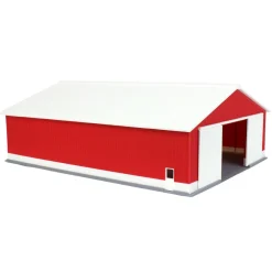 1/64 "The Professional" Red/White 60ft x 80ft Machine & Farm Shed, 3D Printed
