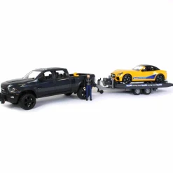 1/16 RAM 2500 Pickup with Yellow Racing Team Roadster by Bruder