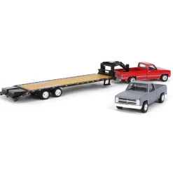 1/64 Red 1986 Chevy K-30 Longbed with Gooseneck & Project Truck, Greenlight Exclusive