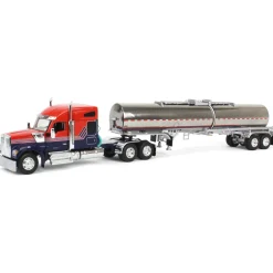1/64 Red & Blue Kenworth W990 76in Sleeper with Brenner Chemical Tank Trailer, DCP by First Gear