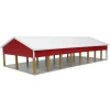 1/64 Red & White 50ft x 100ft Wooden Hay & Implement Shed