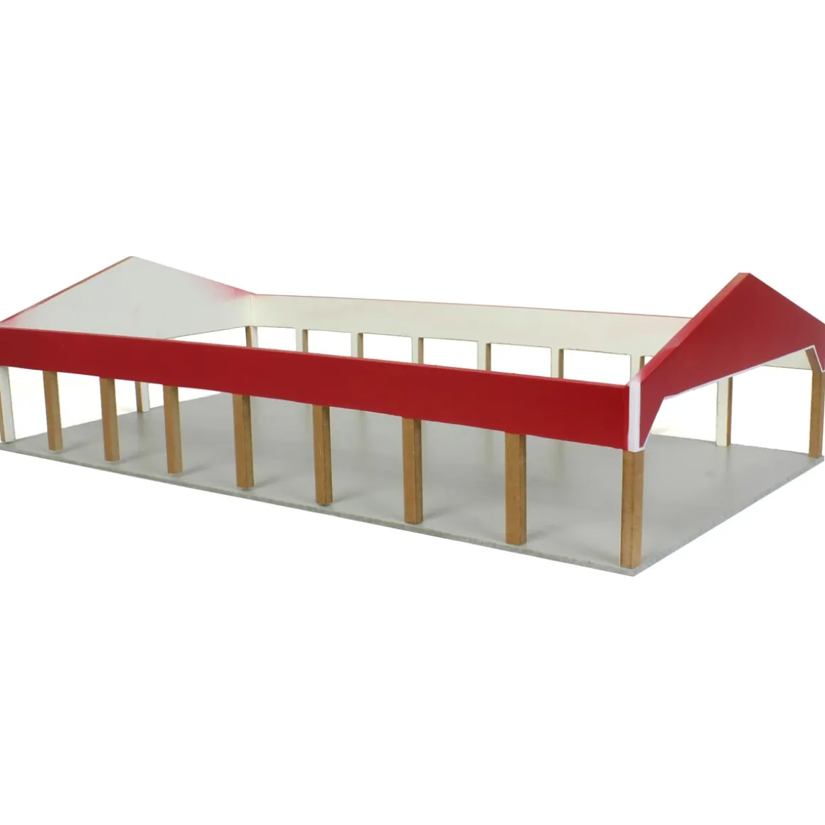 1/64 Red & White 50ft x 100ft Wooden Hay & Implement Shed
