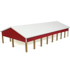 1/64 Red & White 50ft x 100ft Wooden Hay & Implement Shed