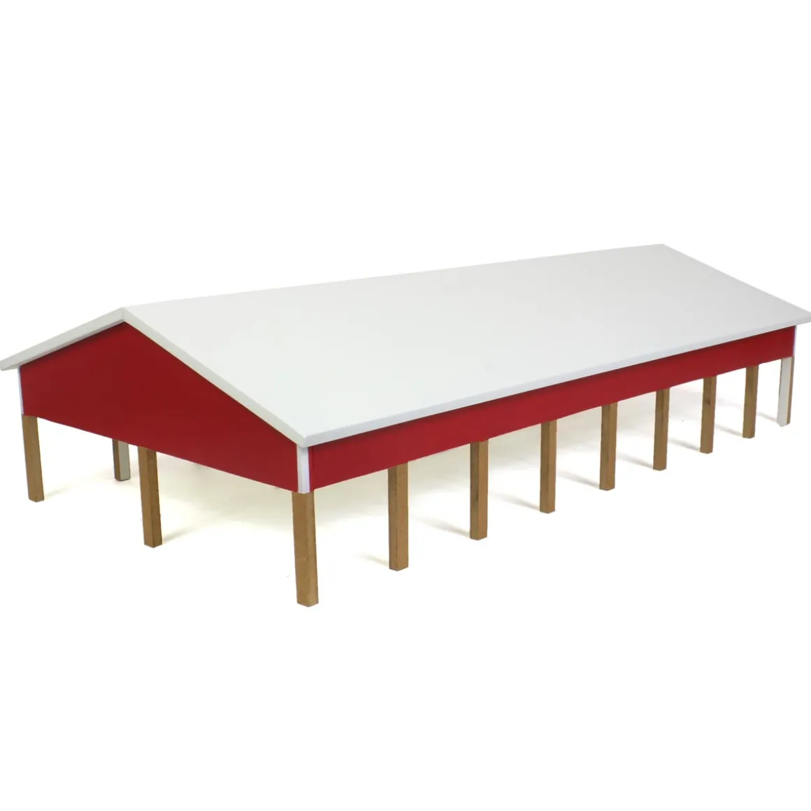 1/64 Red & White 50ft x 100ft Wooden Hay & Implement Shed