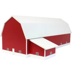1/64 Red & White 60ft x 120ft Wooden Dairy Barn with Milk House