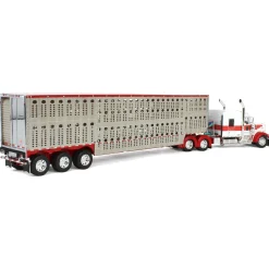 1/64 Red & White Kenworth Truck with Wilson Livestock Trailer, DCP by First Gear