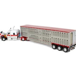 1/64 Red & White Kenworth Truck with Wilson Livestock Trailer, DCP by First Gear