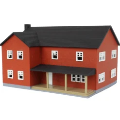 1/64 Red Brick “Home Sweet Home” Farm House w/ Porch, Deck & Chimney, 3D Printed