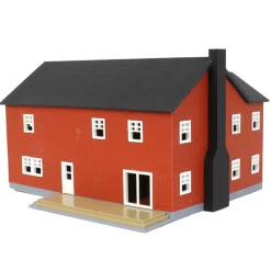 1/64 Red Brick “Home Sweet Home” Farm House w/ Porch, Deck & Chimney, 3D Printed