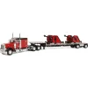 1/64 Red Bush Hog Peterbilt 379 63" Flattop Sleeper w/ Transcraft Deck Trailer & 2 Bush Hog Wing Mowers