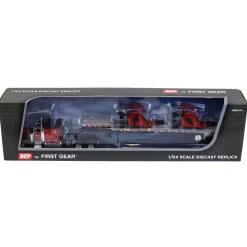 1/64 Red Bush Hog Peterbilt 379 63" Flattop Sleeper w/ Transcraft Deck Trailer & 2 Bush Hog Wing Mowers