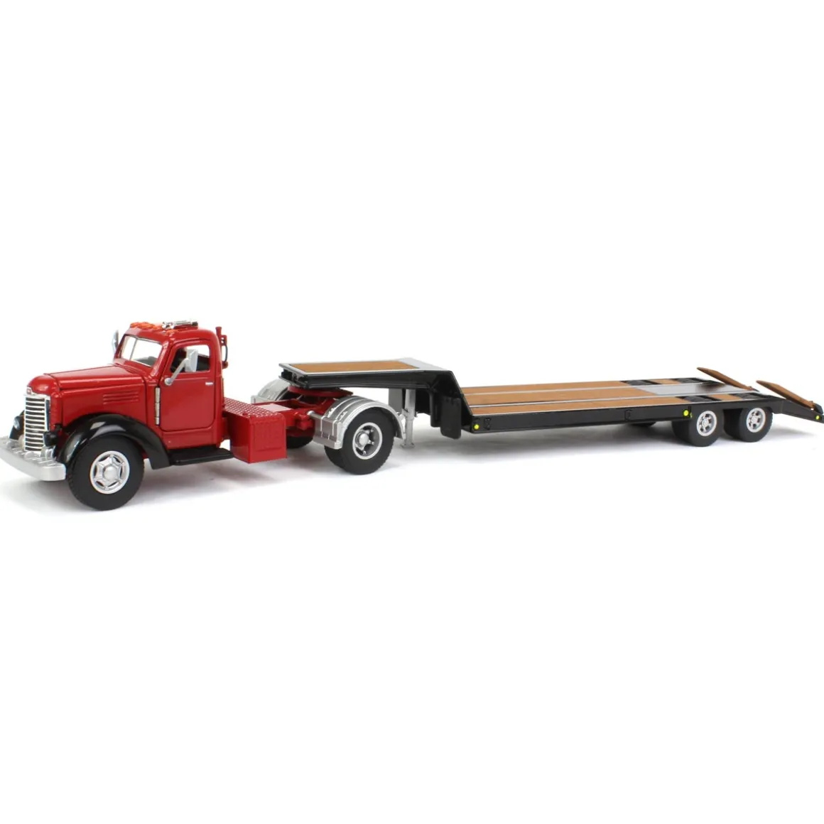 1/50 Red International KB-8 with Tandem Axle Lowboy Trailer