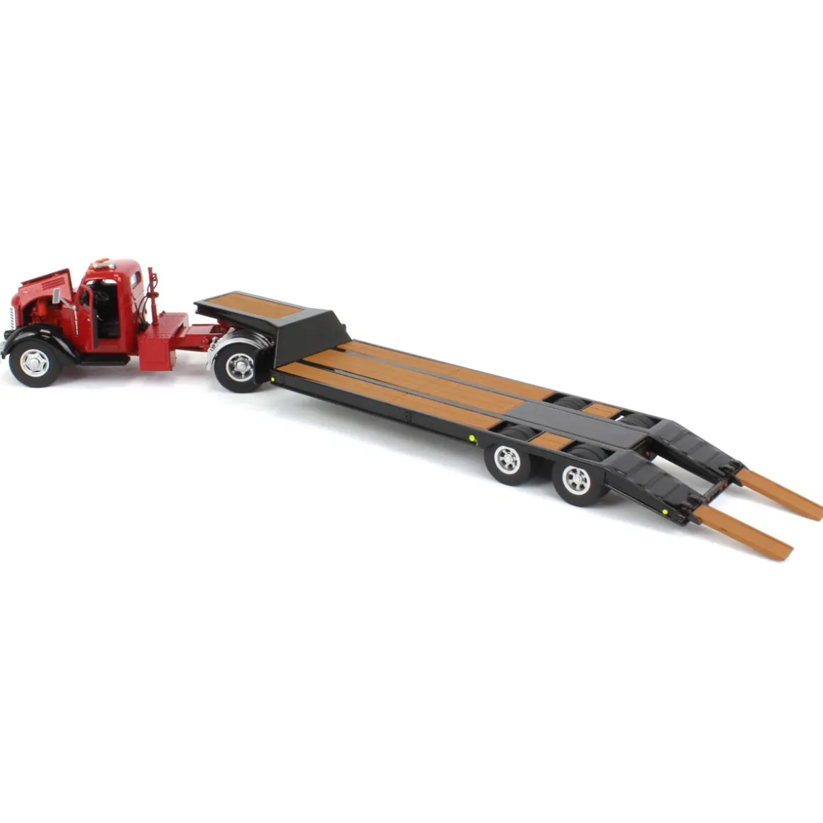 1/50 Red International KB-8 with Tandem Axle Lowboy Trailer