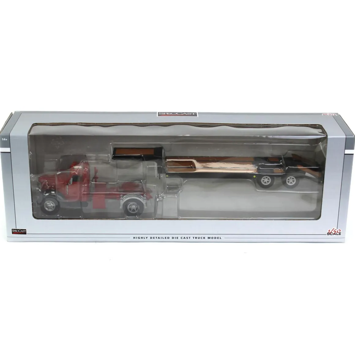 1/50 Red International KB-8 with Tandem Axle Lowboy Trailer