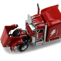 1/64 Red Peterbilt Model 389 Sleeper w/ Kentucky Moving Trailer, AC/DC PWR/UP, DCP by First Gear