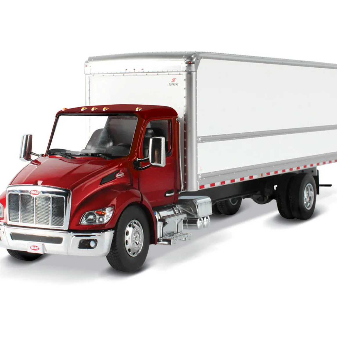 1/32 Red Peterbilt Model 536 with White Supreme Signature Van Truck Body