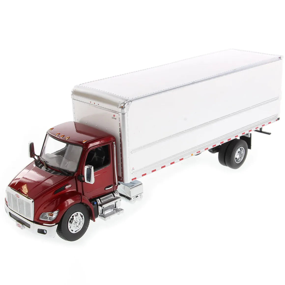 1/32 Red Peterbilt Model 536 with White Supreme Signature Van Truck Body