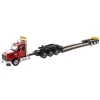 1/50 Red Western Star 49X SB Tridem & XL 120 HDG Trailer w/ Single & Tandem Axle Boosters