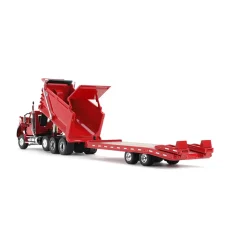 1/64 Red Western Star 49X w/ Ox Bodies Dump & Beaver Tail Trailer, DCP by First Gear