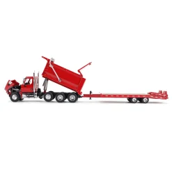 1/64 Red Western Star 49X w/ Ox Bodies Dump & Beaver Tail Trailer, DCP by First Gear