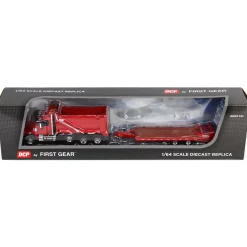 1/64 Red Western Star 49X w/ Ox Bodies Dump & Beaver Tail Trailer, DCP by First Gear