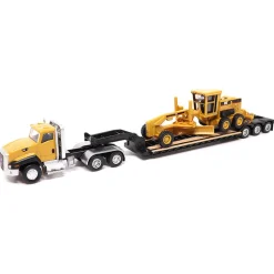 1/87 Semi Truck with Lowboy and Caterpillar Machine Set