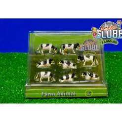 1/87 Set of 8 Black & White Cows Laying and Standing by Kids Globe