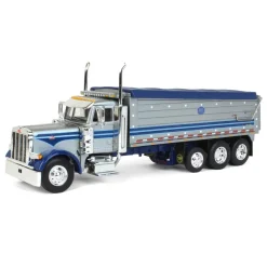 1/64 Silver & Blue Peterbilt 379 w/ Tri-Axle MAC Dump Body, DCP by First Gear