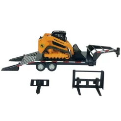 1/20 Skid Steer with Attachments & Flatbed Gooseneck Trailer by Big Country Toys